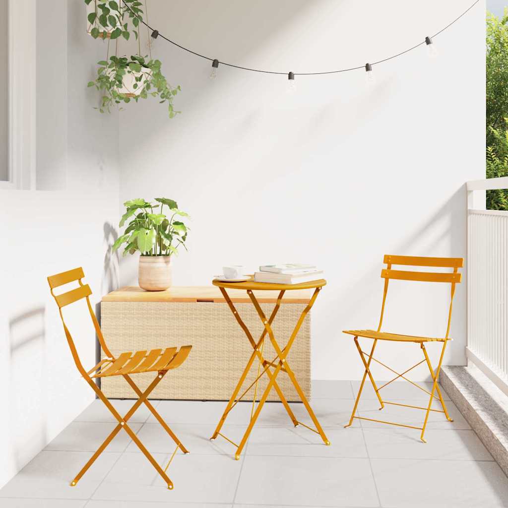 Garden Folding Chair Folding 2 pcs Mustard 42 x 46 x 82cm Steel